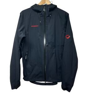 Mammut Dry Tech Premium Black Hooded Waterproof Rain Jacket Mens Size Medium